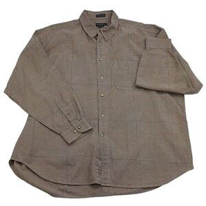 North 44 Button Down Shirt Mens Size XL Brown Plaid Long Sleeve Casual Classic